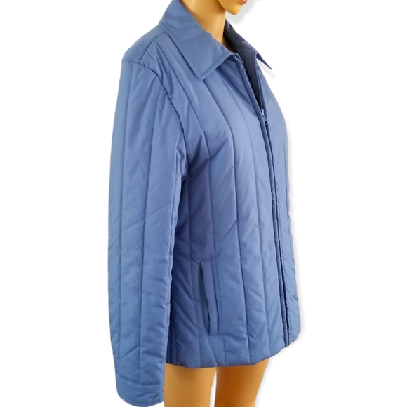 J. Crew light to medium weight quilted winter jacket in periwinkle blue. Sz M - Picture 2 of 7
